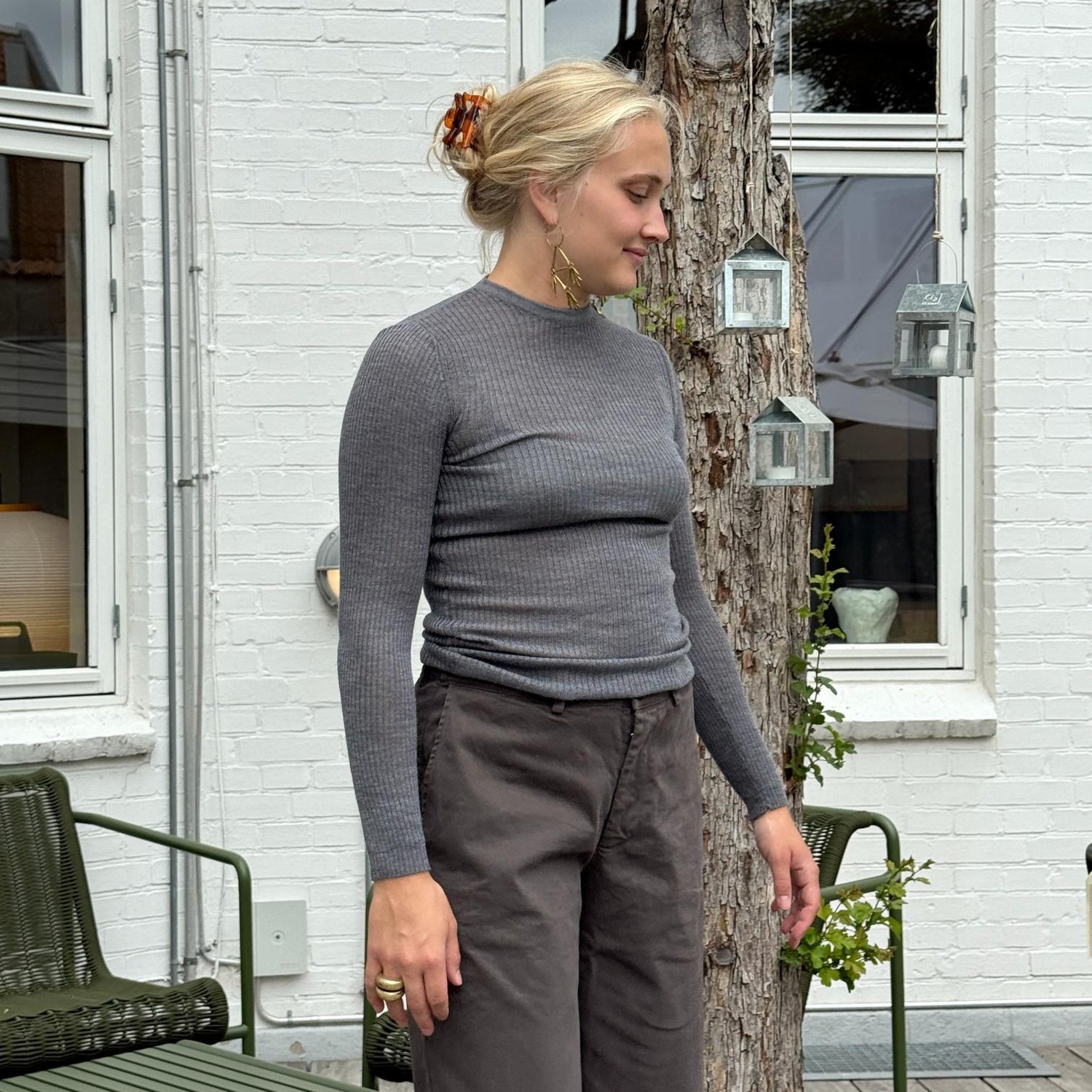 NESI Bluse - Uld/Silke - Grey (58)