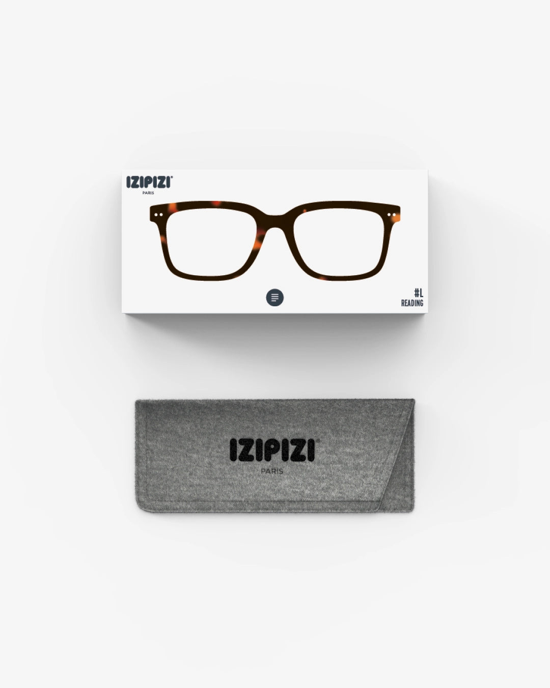 Firkantet læsebrille fra Izipizi i brun skildpade