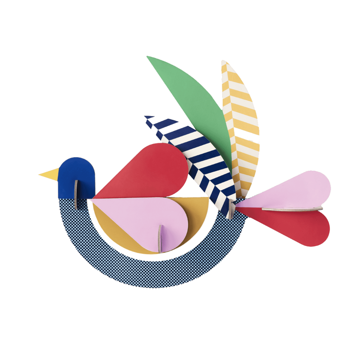 Farverig fugl fra Studio Roof Papdyr lavet af designer Zoe Miller