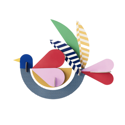 Farverig fugl fra Studio Roof Papdyr lavet af designer Zoe Miller