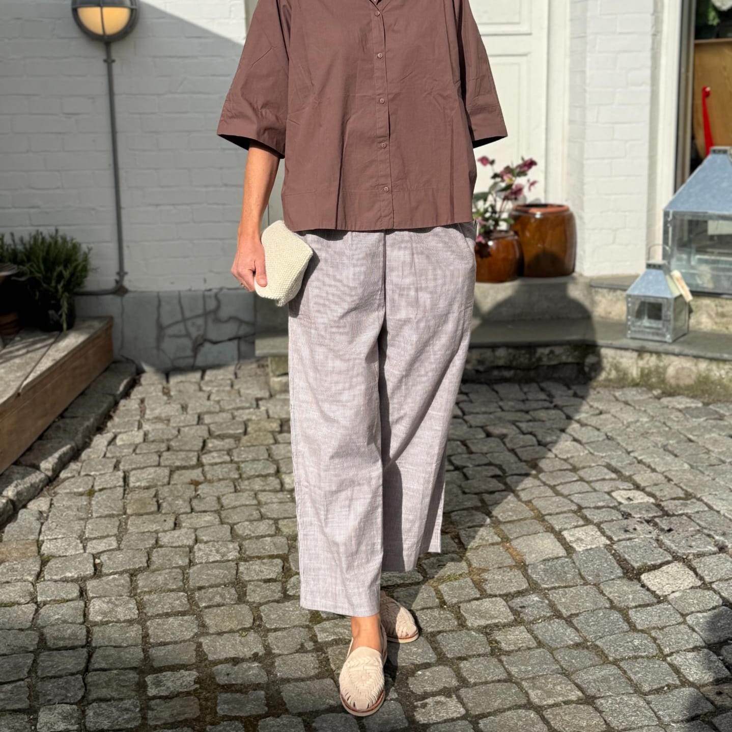 Copenhagen Bukser - Øko Bomuld - Coffee Quartz Stripe