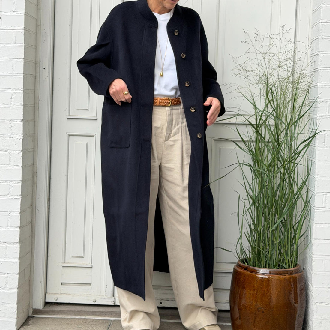 Chicago Lang Jakke - Uld - Dark Navy