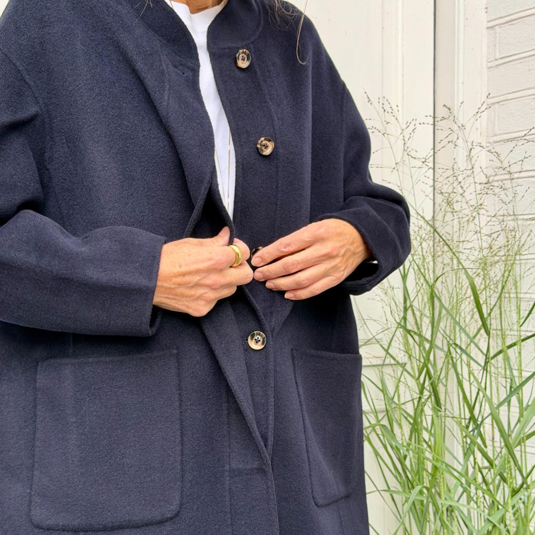 Chicago Lang Jakke - Uld - Dark Navy