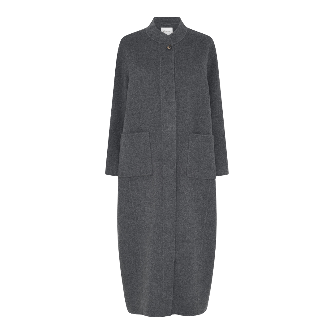 Chicago Lang Jakke - Uld - Dark Grey Melange