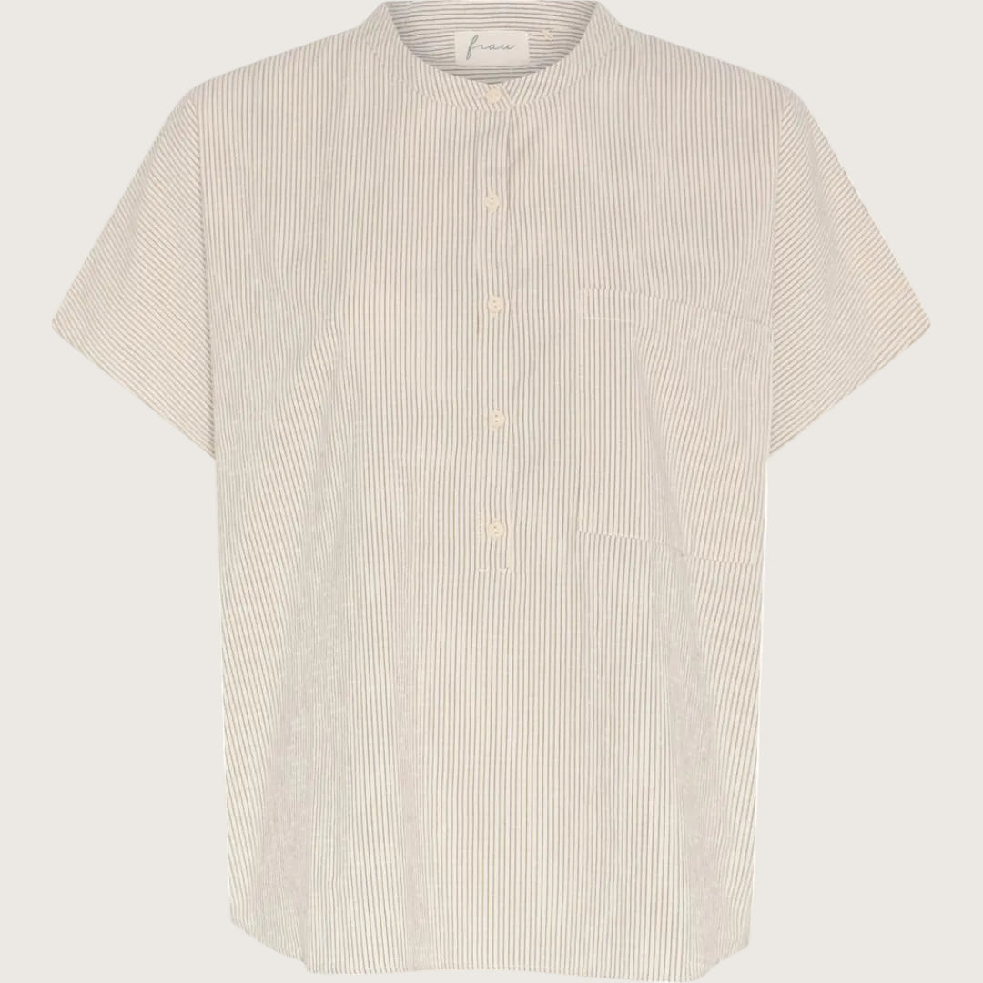 FRAU Colombo skjorte i off white med brune tynde striber - limited edition