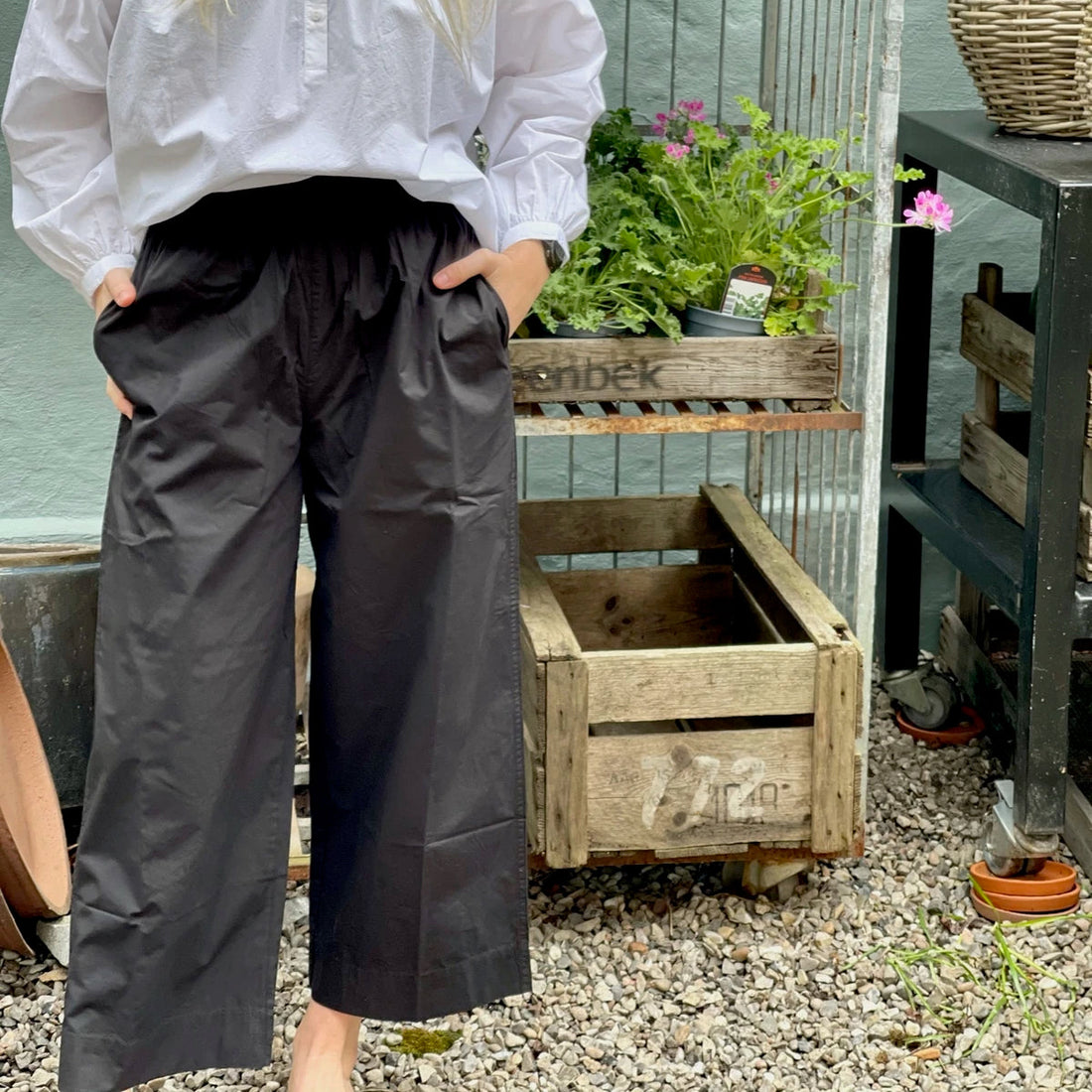 Copenhagen, Brede Bukser i Økologisk Bomuld i  Sort