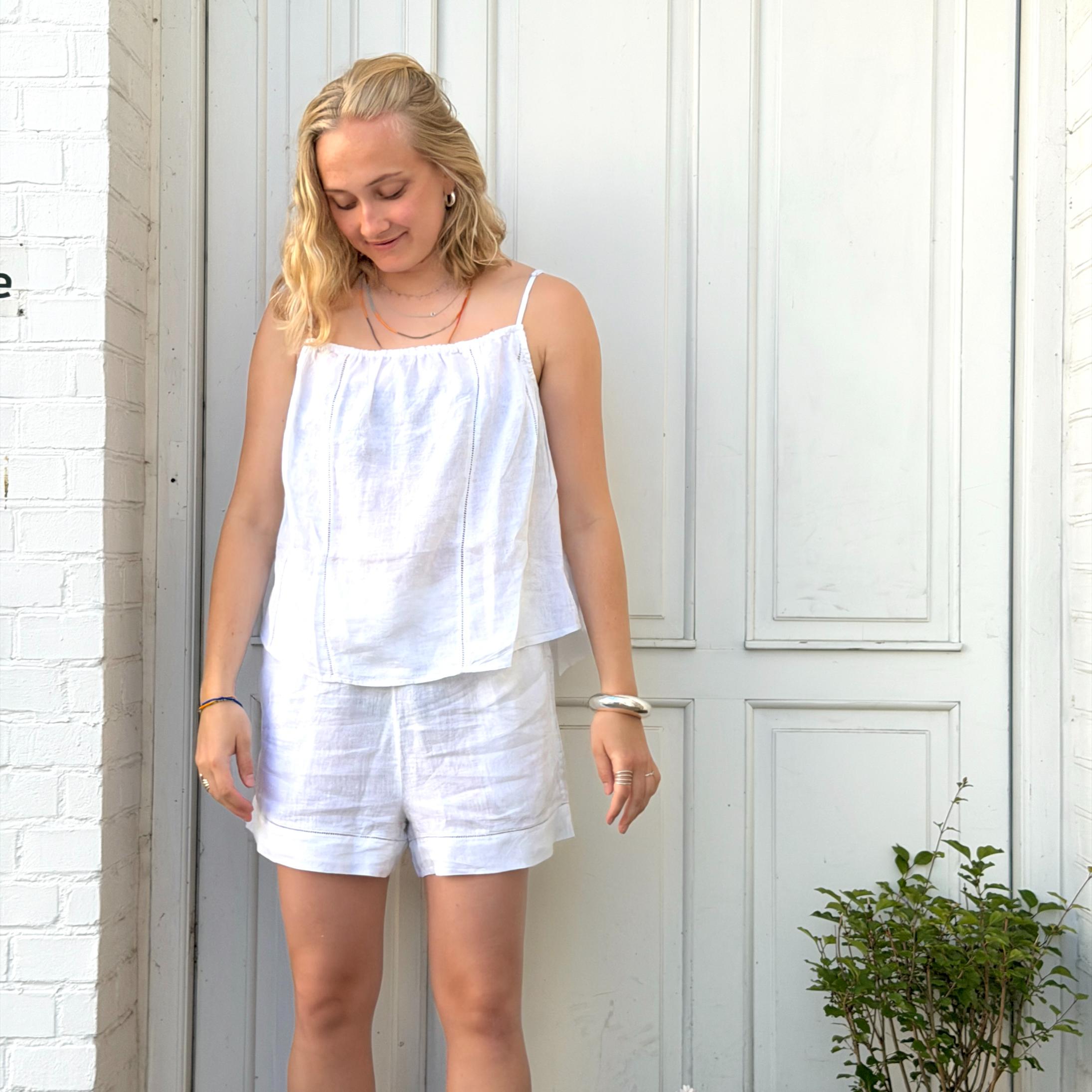 Vancouver Deco Top - Hør - Bright White