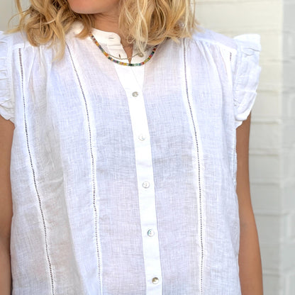 Napoli Deco Top - Hør - Bright White