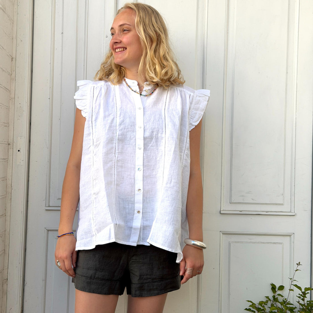 Napoli Deco Top - Hør - Bright White