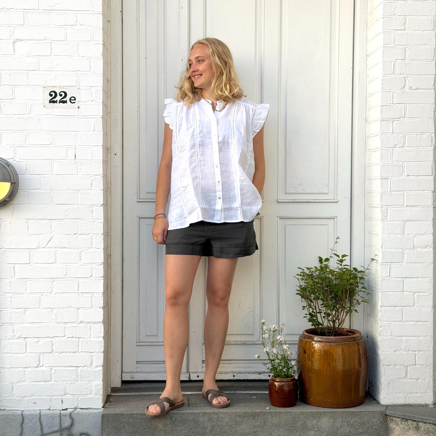 Napoli Deco Top - Hør - Bright White
