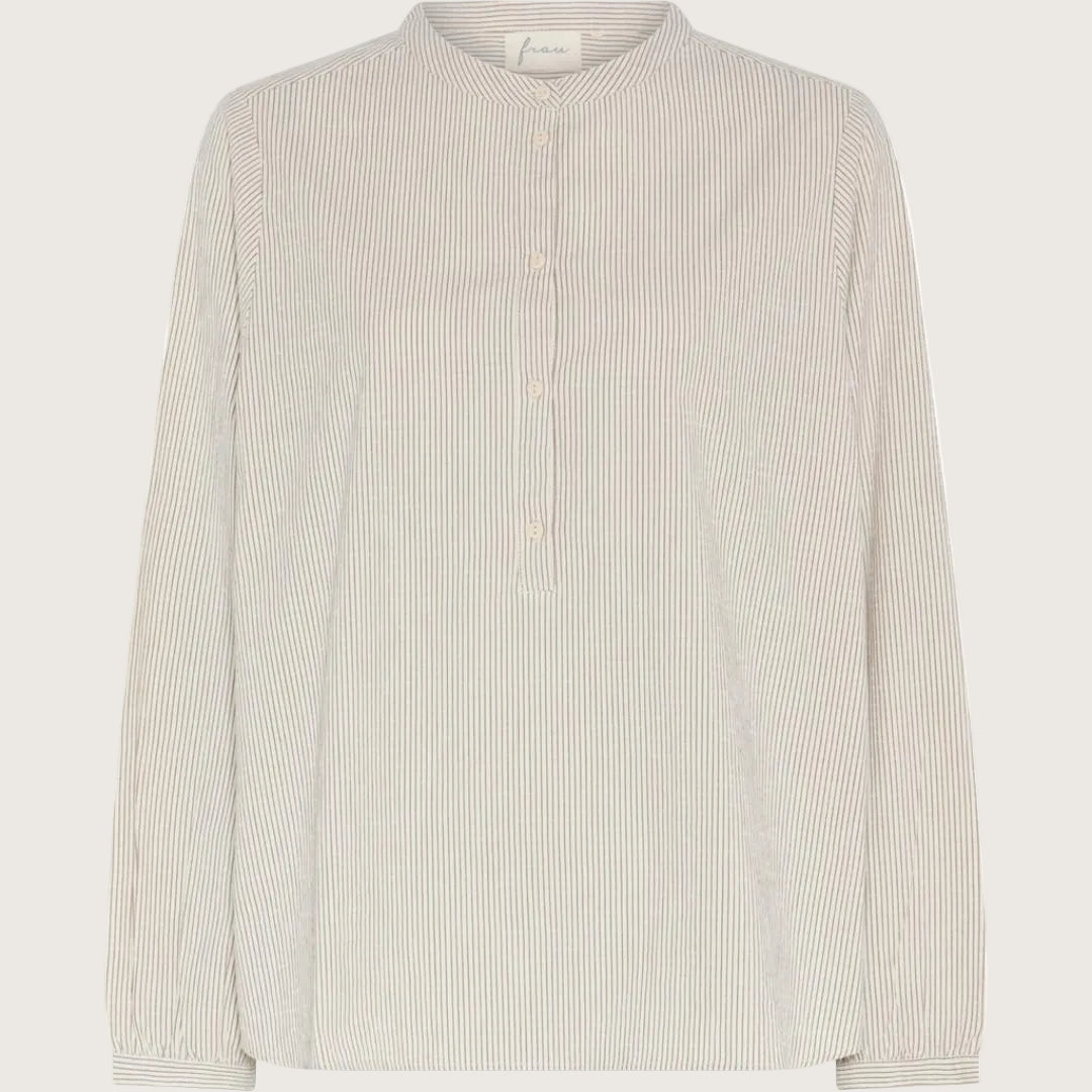 FRAU madrid skjorte i off white med brune tynde striber - limited edition