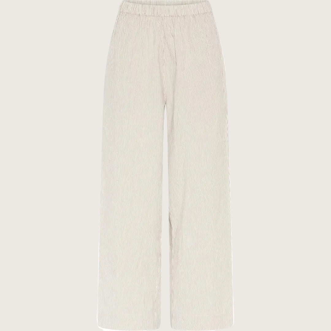 FRAU melbourne bukser i off white med brune tynde striber - limited edition