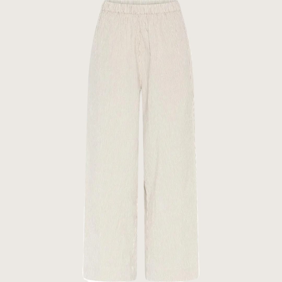 FRAU melbourne bukser i off white med brune tynde striber - limited edition