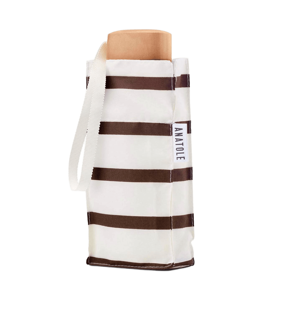 Paraply fra ANATOLE hvid med brune striber