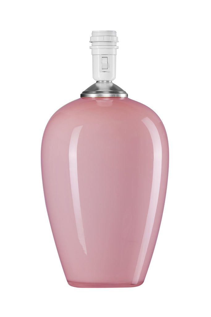 Stor og fyldig mundblæst glaslampe fra den danske virksomhed Pink Rose. Denne glaslampe er i farven rosa opal, som er en fin lyserød