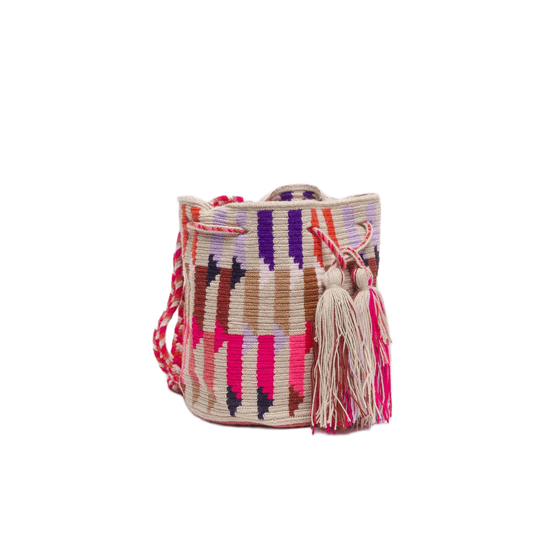 Guanabana tote bag er en lille rund hæklet taske i mange lyserøde farver