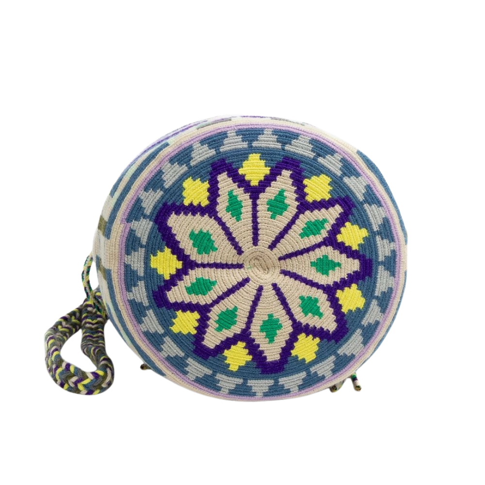 Håndlavet crossbody taske fra Guanabana med multicolor væv og snørelukning