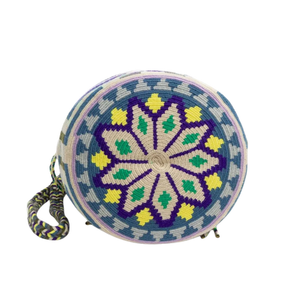 Håndlavet crossbody taske fra Guanabana med multicolor væv og snørelukning