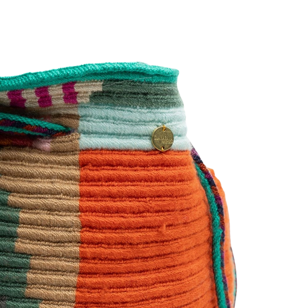 Håndlavet Guanabana crossbody taske med farverigt stribet mønster og justerbar skulderrem