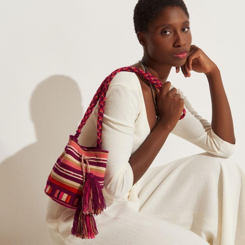 Bucket Bag - SEAL - Burgundy &amp; Pink 