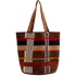 Stor GUANABANA Tote Bag skuldertaske/net i brun med farvede striber på