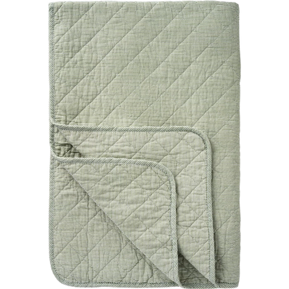 Vattæppe - Bomuld - Hvid m. Støvgrønne Mælkedrengestriber (81)