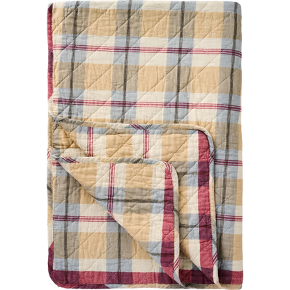 Vattæppe - Bomuld - Rødt, blåt, beige &amp; gråt stribemønster (00)