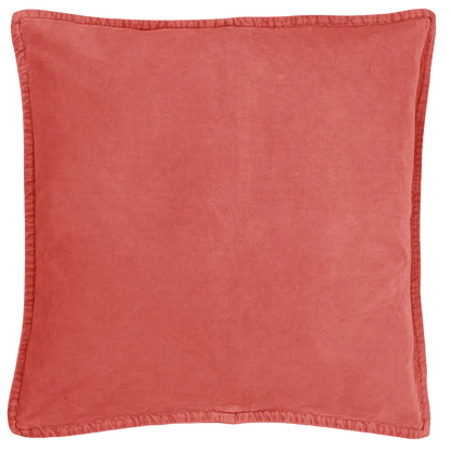 En rødlig melon farvet velour pude fra Ib Laursen i 50x50