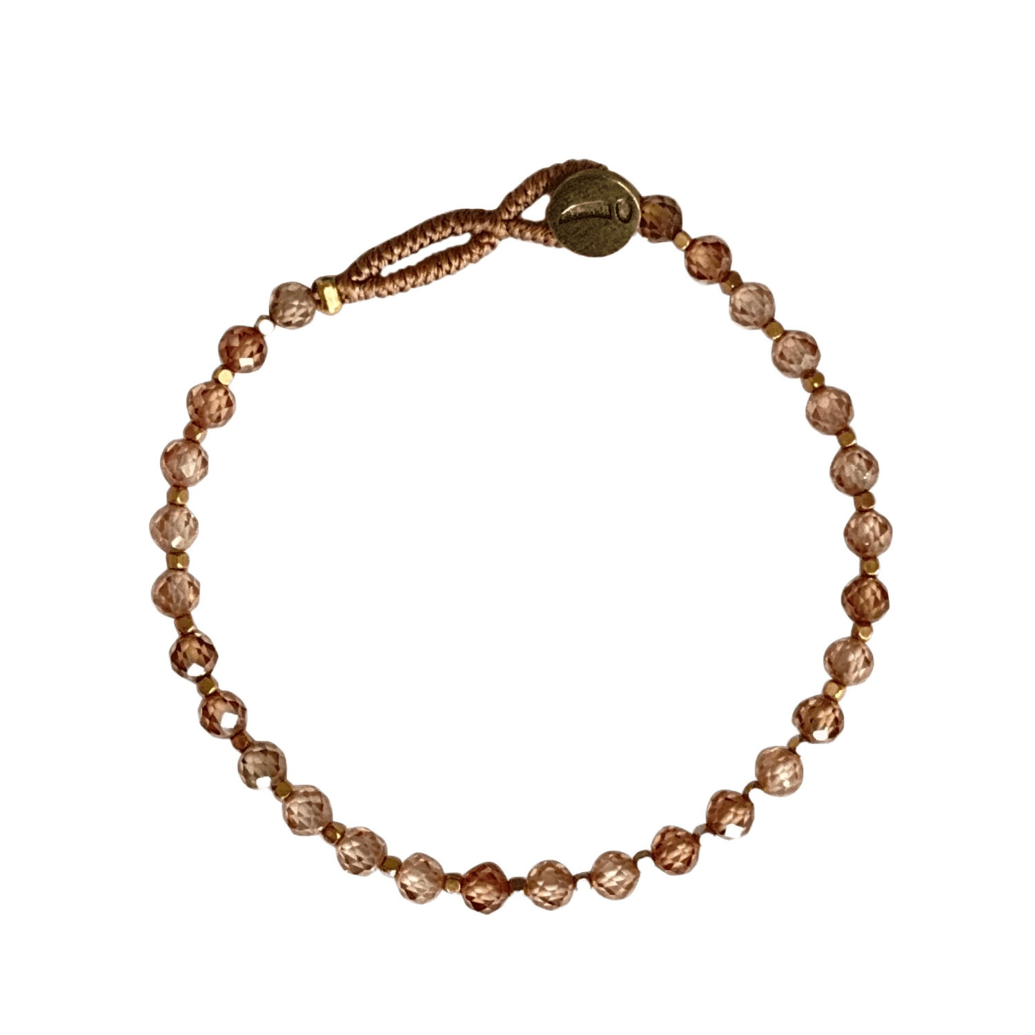 Ibu Jewels armbånd med runde brune perler og små gyldne detaljer