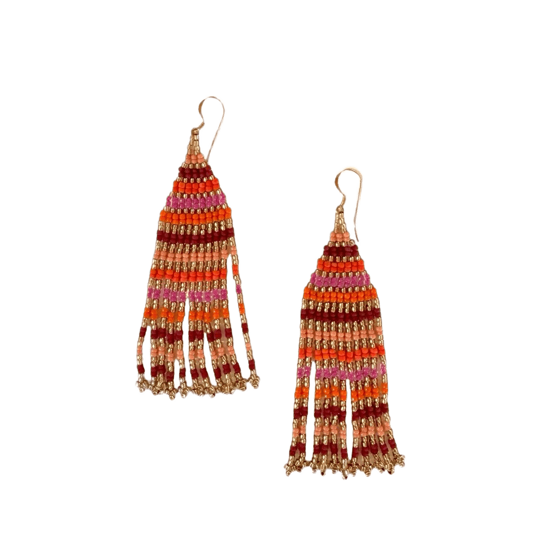 Ibu Jewels øreringe med perler i orange, rosa og gyldne nuancer