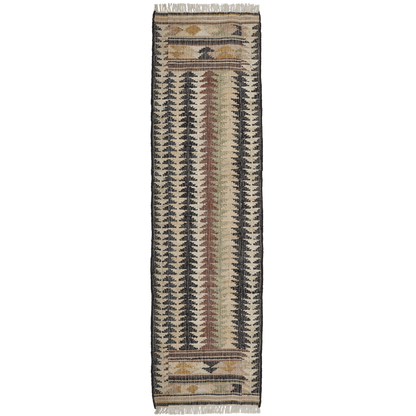 Fir - Jute Kelim Løber - Sort/Brun/Beige