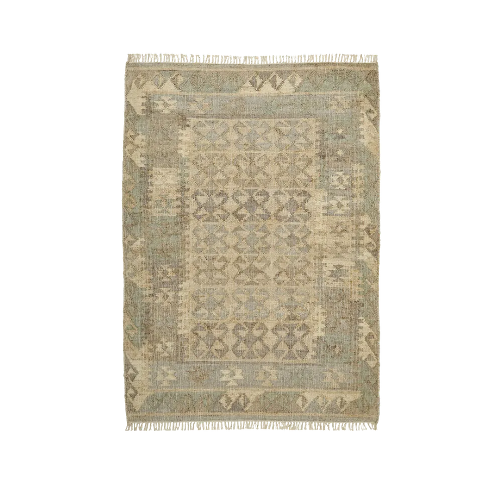 Bashir - Jute Kelim Gulvtæppe - Beige/Grey