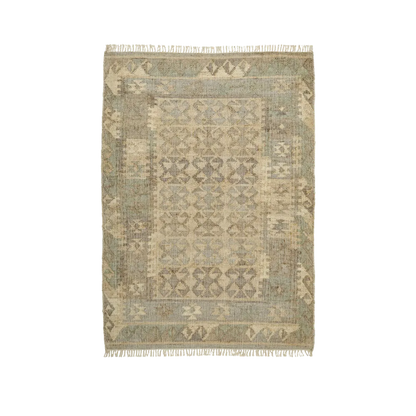 Bashir - Jute Kelim Gulvtæppe - Beige/Grey