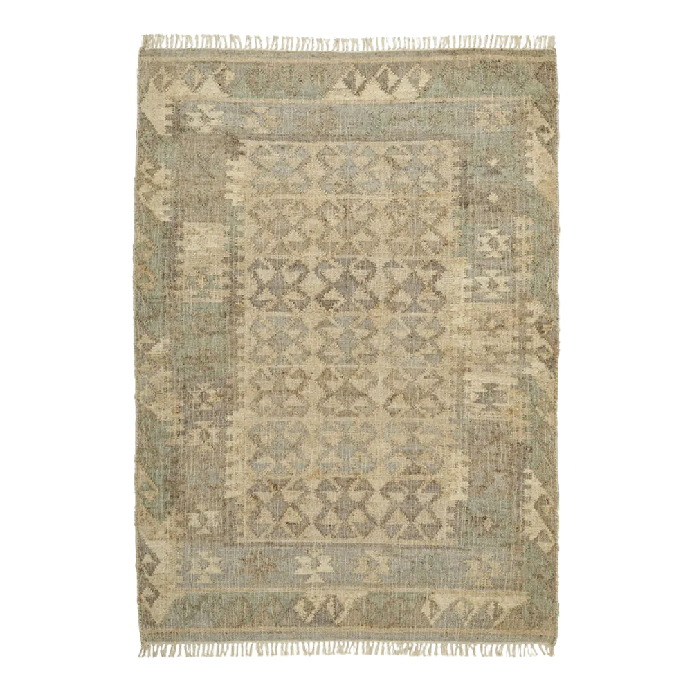 Bashir - Jute Kelim Gulvtæppe - Beige/Grey