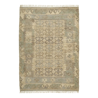 Bashir - Jute Kelim Gulvtæppe - Beige/Grey