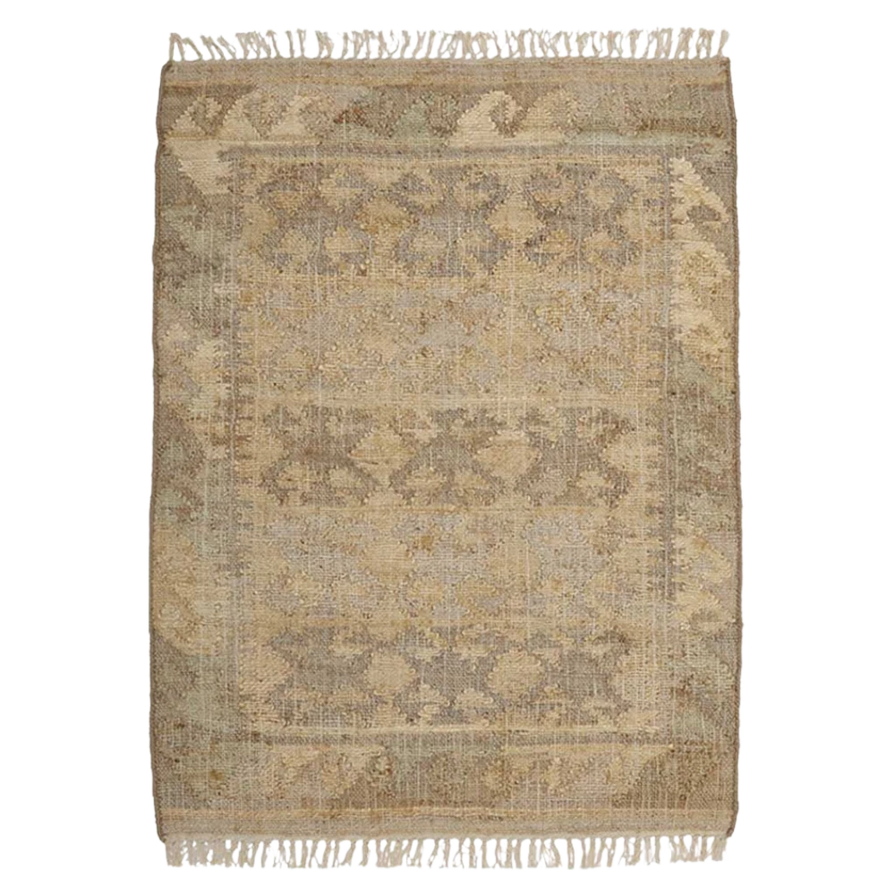 Bashir - Jute Kelim Gulvtæppe - Beige/Grey