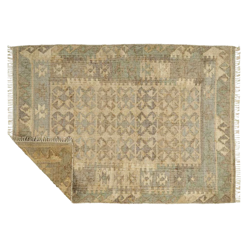 Bashir - Jute Kelim Gulvtæppe - Beige/Grey