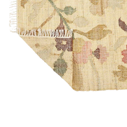Flora - Jute Kelim Gulvtæppe - Natural/Rose/Pine
