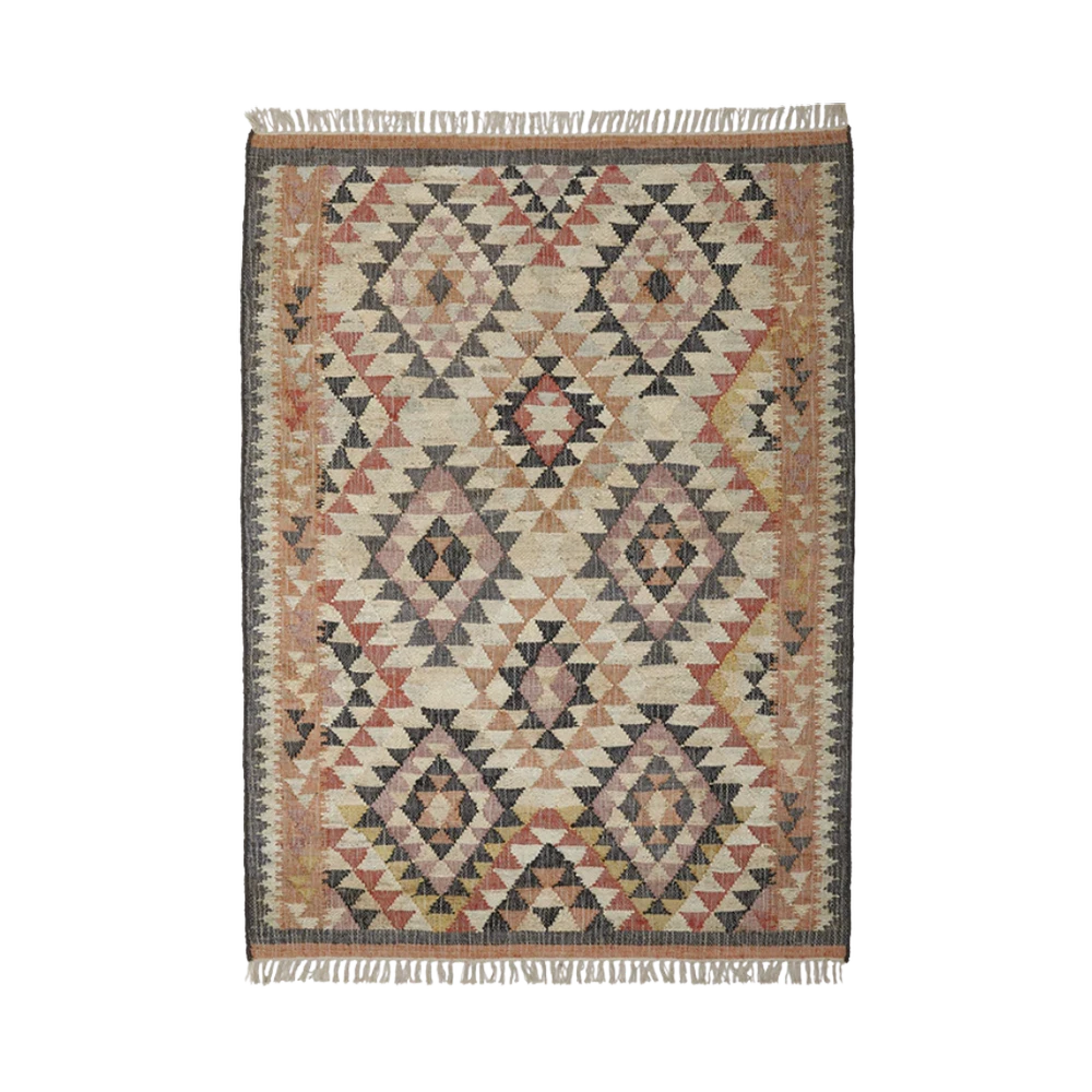 LULU - Jute Kelim Gulvtæppe - Pink, Orange, Peach