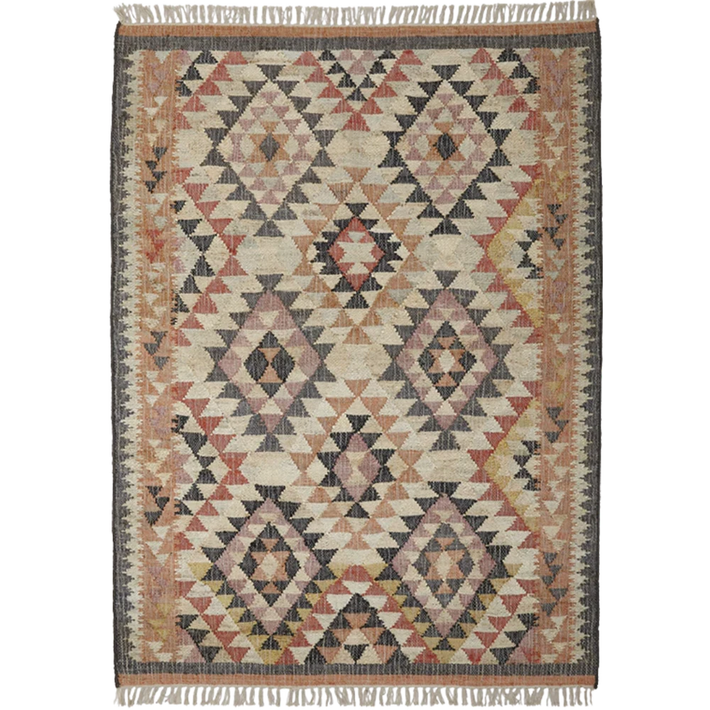 LULU - Jute Kelim Gulvtæppe - Pink, Orange, Peach