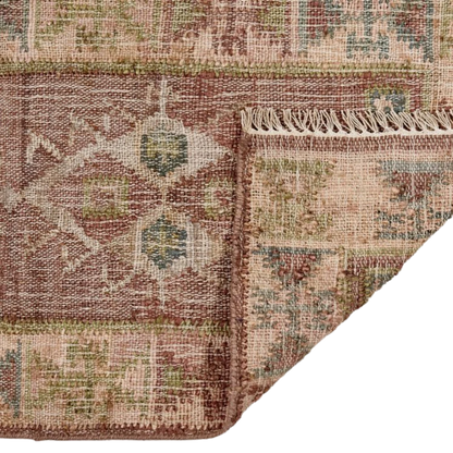 Muscat - Jute Kelim Gulvtæppe - Cognac/Green/Rose