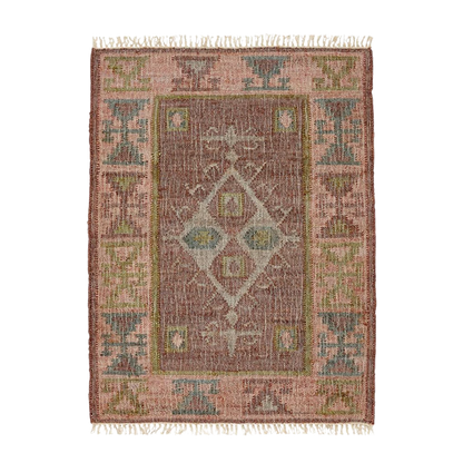 Muscat - Jute Kelim Gulvtæppe - Cognac/Green/Rose