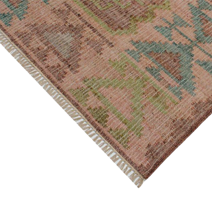 Muscat - Jute Kelim Løber - Cognac/Green/Rose
