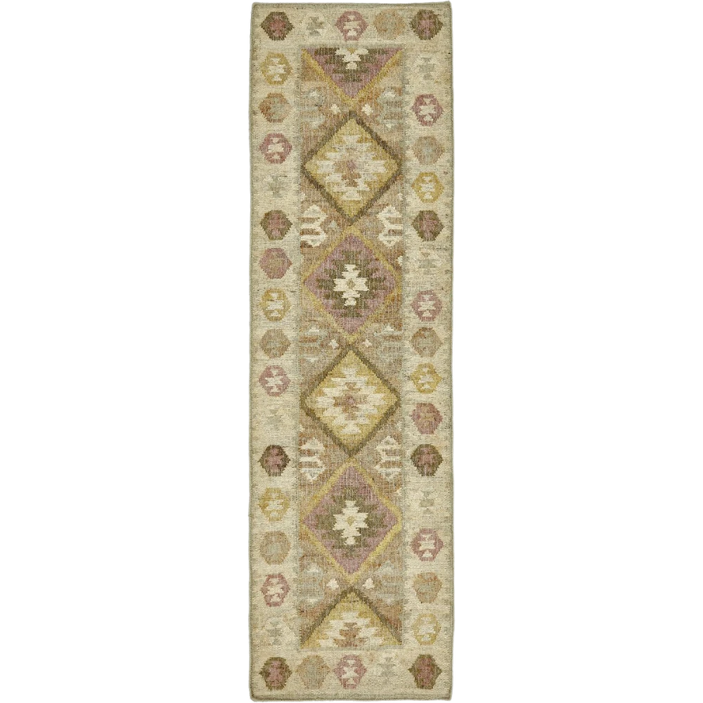 Valencia - Jute Kelim Løber - Natural/rosa/gul/lyseblå