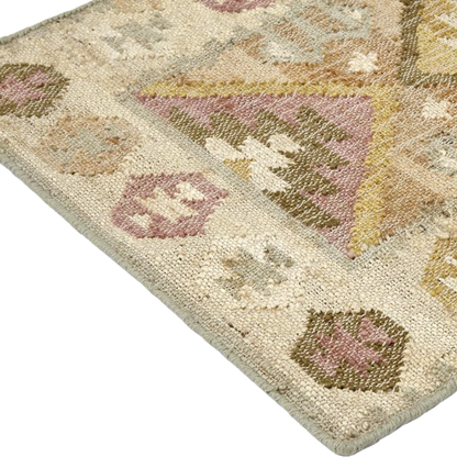 Valencia - Jute Kelim Løber - Natural/rosa/gul/lyseblå