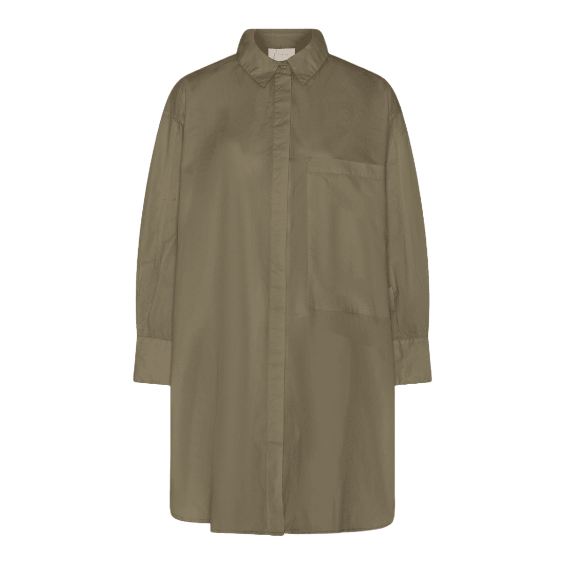 Lyon lang langærmet skjorte med en lomme på brystet - i khaki bomuld