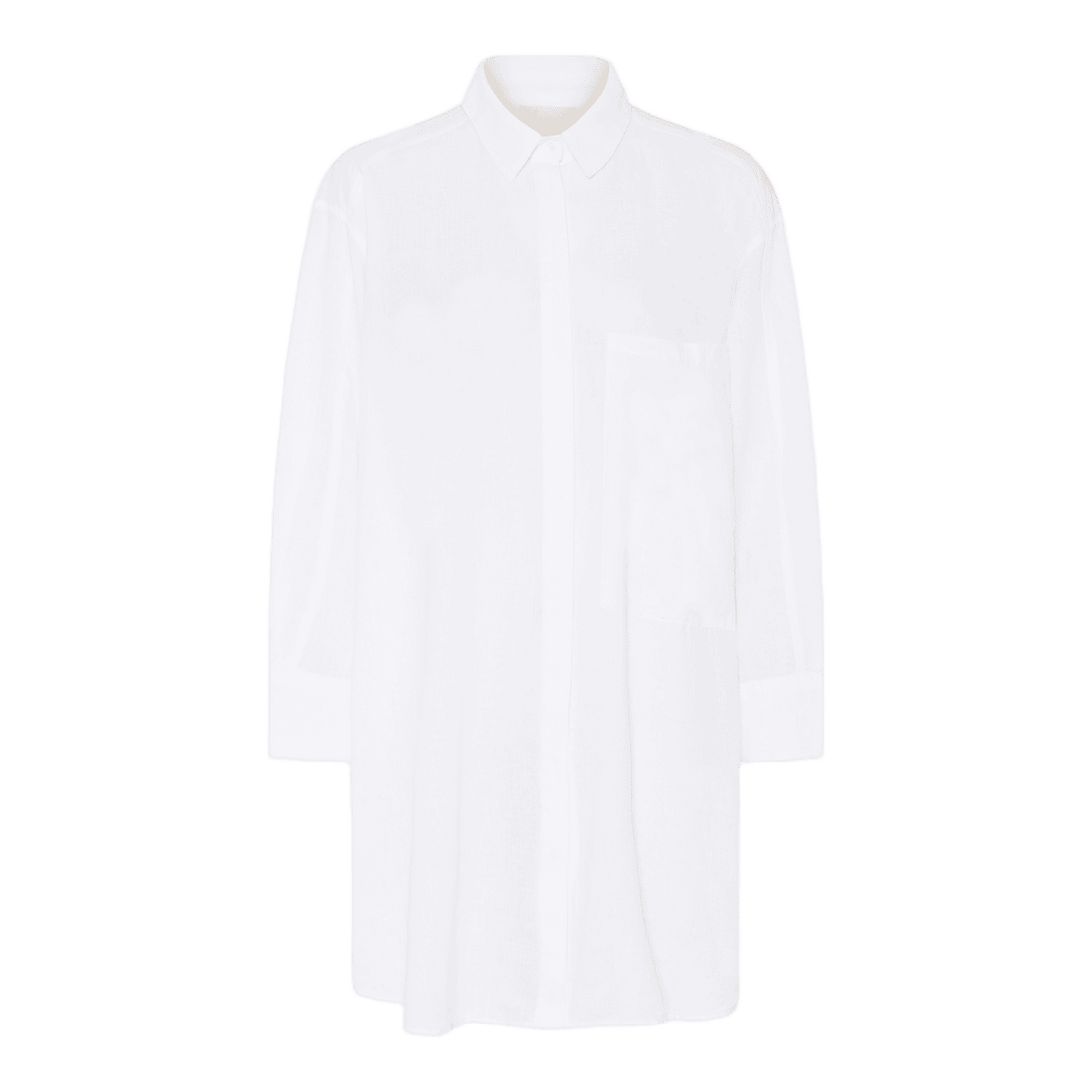 Lyon lang langærmet skjorte med en lomme på brystet - i hvid hør