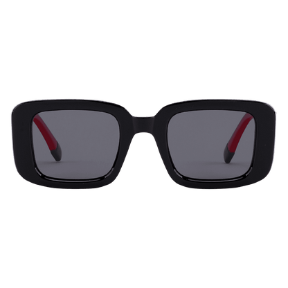 MonkeyGlasses By Sarah Grünewald plie solbrillen er en klassisk aflang brille med sorte/røde farver