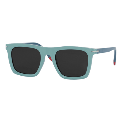 MonkeyGlasses By Sarah Grünewald releve solbrillen er en klassisk firkantet brille med blå farver