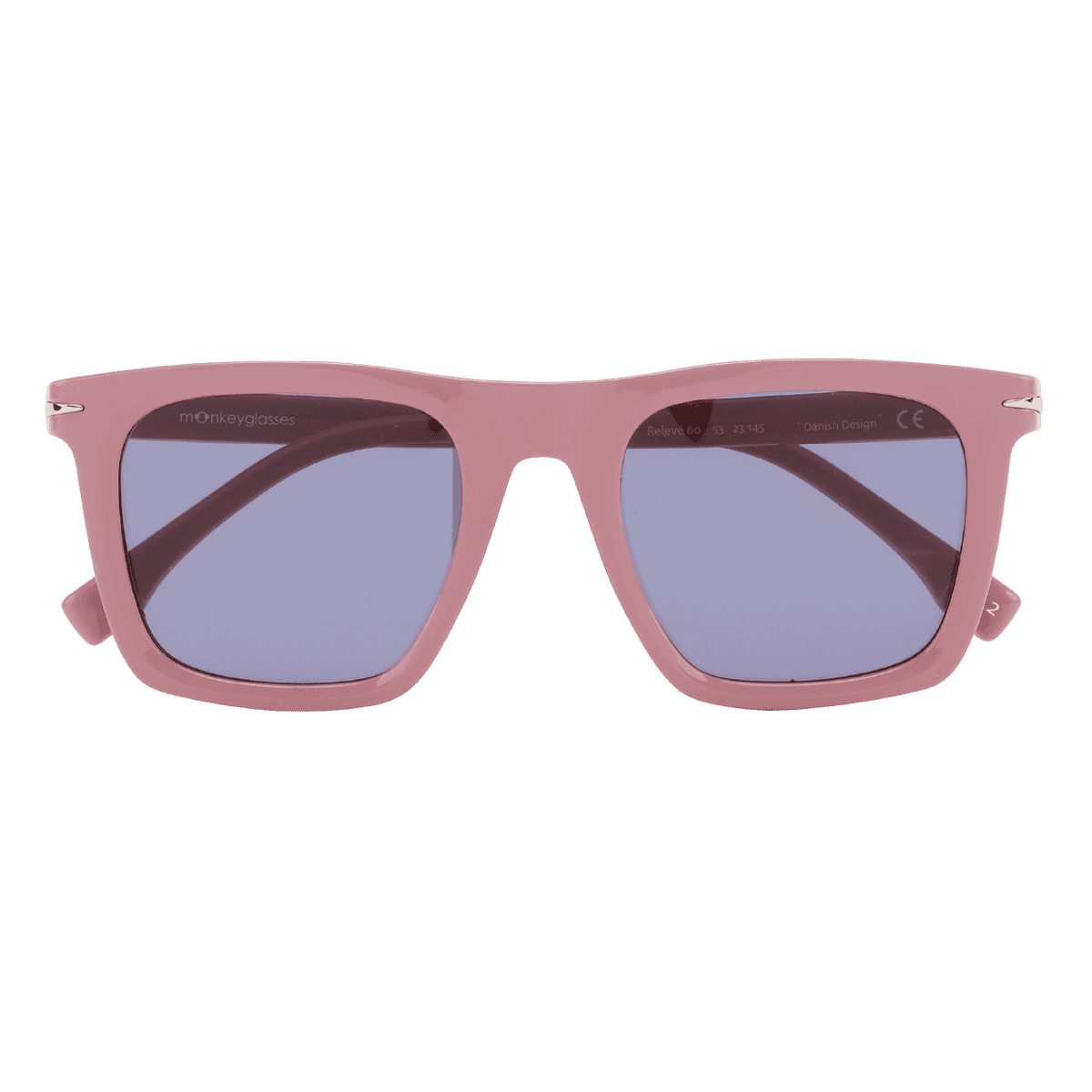 MonkeyGlasses By Sarah Grünewald releve solbrillen er en klassisk firkantet brille med lyserøde farver